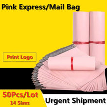 Rosa Poly Mailer Sacos de envio, Envelopes impermeáveis, auto selo, Pós Sacos de Transporte, Engrossar Courier Bag, 16 Tamanhos, 50Pcs